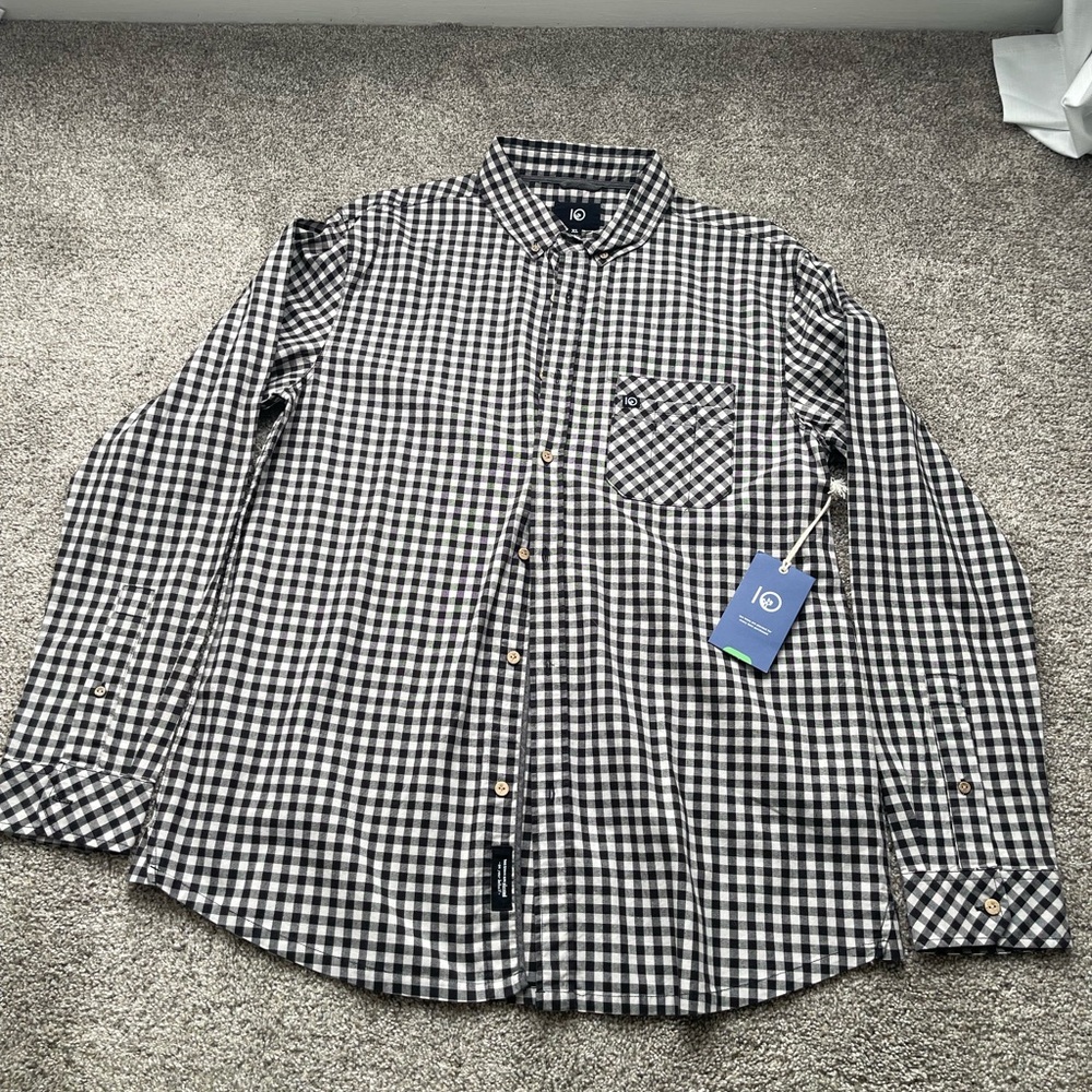 tentree Monochrome Checkered Shirt (XL)